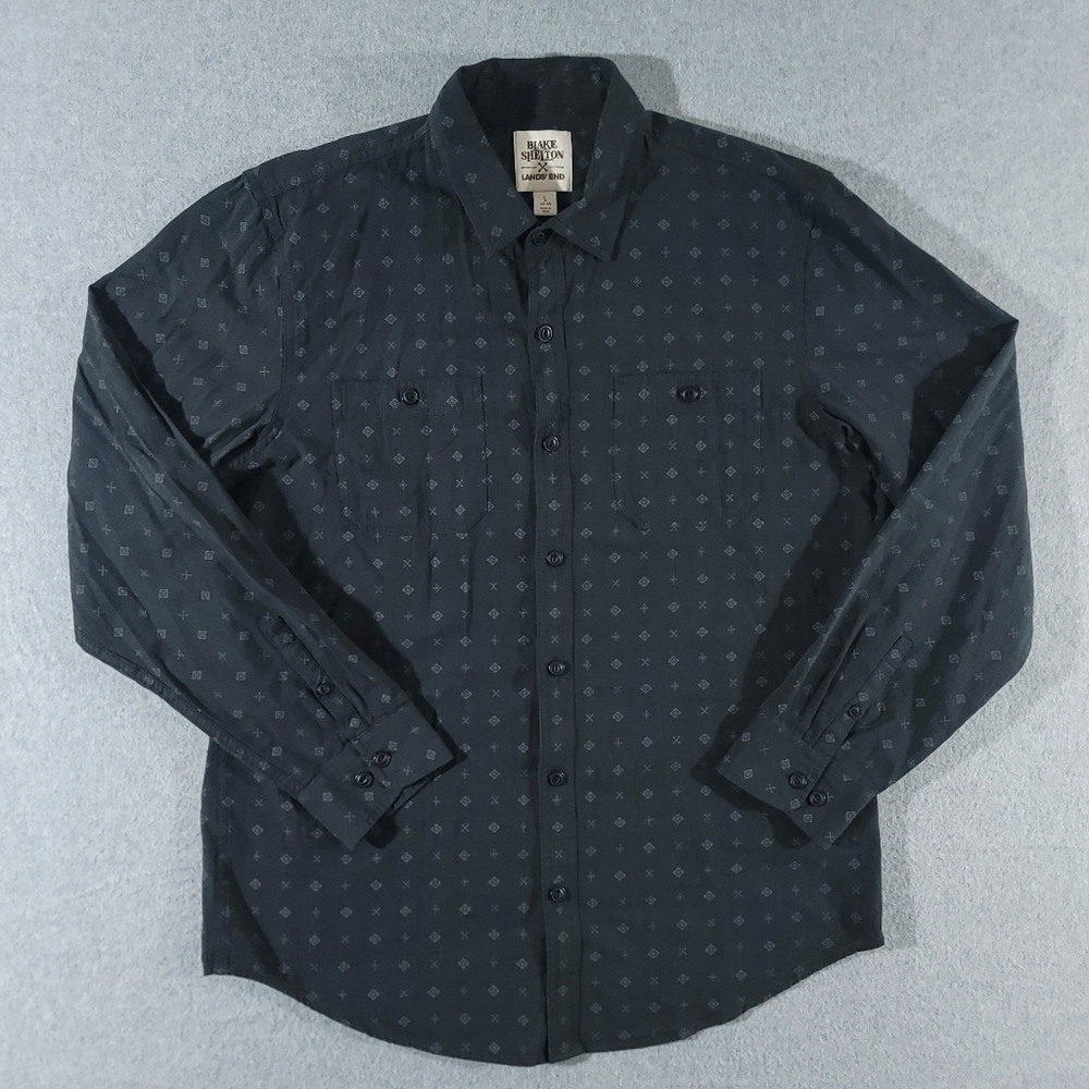 Blake Shelton X Lands End Button Up Mens L Geometric Print Large